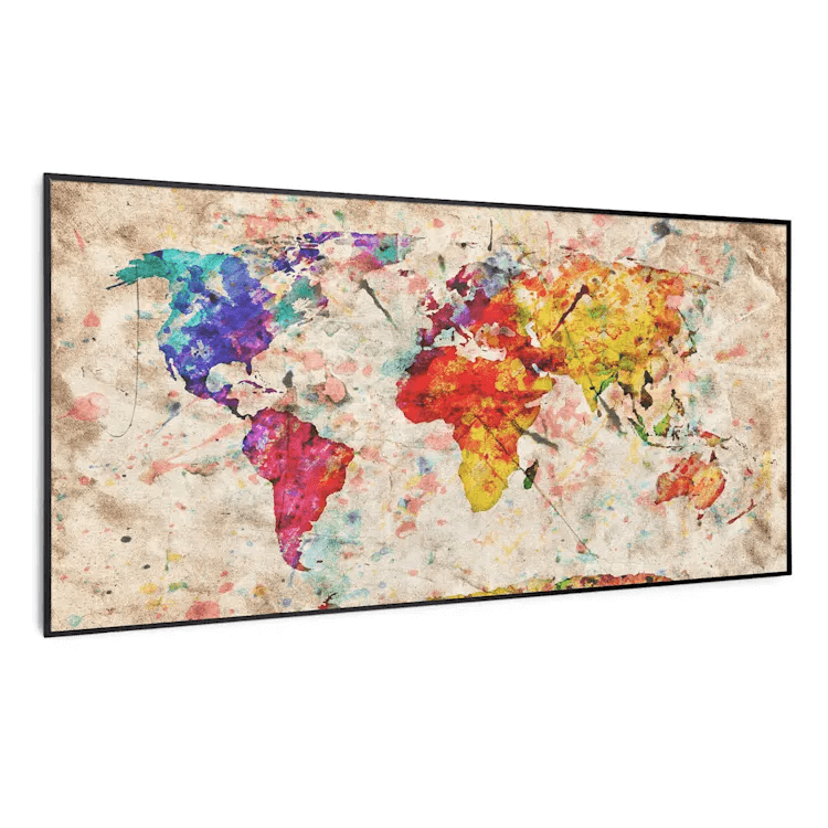 بخاری مادون قرمز هوشمند کلارشتاین آلمان Klarstein Wonderwall Air Art Smart Infrarotheizung Farbige Karte Schwarzer Rahmen 120 x 60 cm