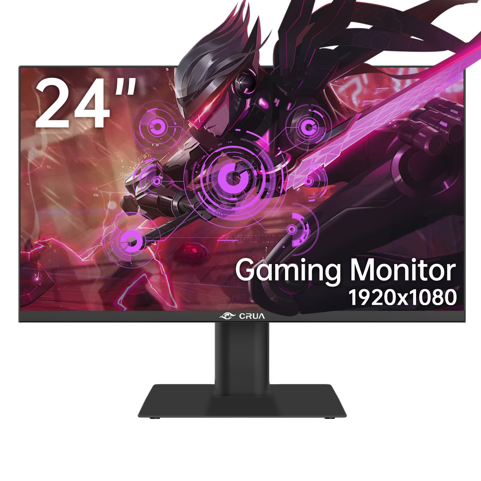 خرید از آمازون - مانیتور گیمینگ CRUA 24 اینچی FHD 165Hz 1ms، 144HZ 1080P مانیتور PC، مانیتور کامپیوتر، پشتیبانی از همزمان رایگان، 100% طیف رنگ sRGB، حفاظت از چشم، DP، HDMI، مشکی