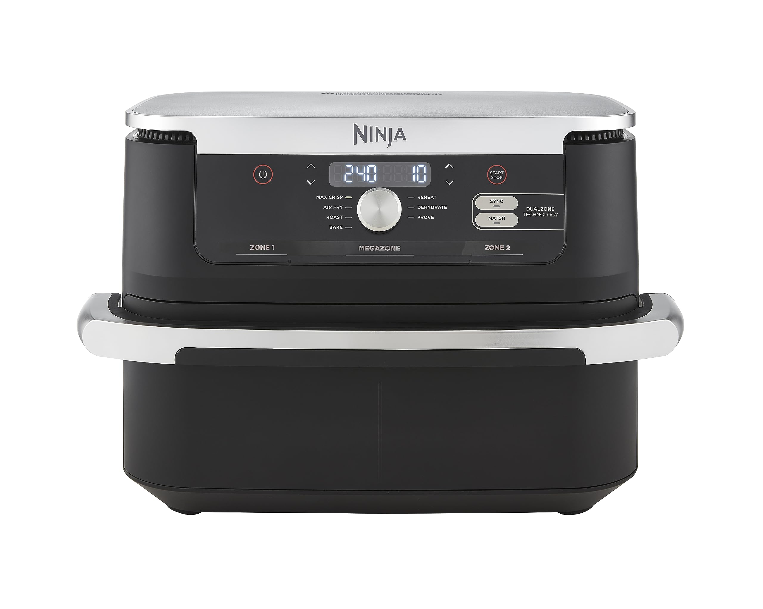 خرید از آمازون - Ninja Foodi FlexDrawer Heißluftfritteuse, Dual Zone, verwandelt sich in MegaZone, 10,4 L, 7-in-1, Dual Zone, mit wenig bis gar kein Öl, antihaftbeschichtete, spülmaschinenfeste Teile, Schwarz AF500EU
