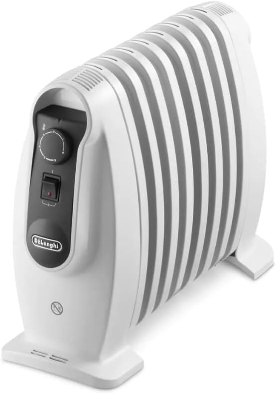 بخاری برقی شوفاژی دلونگی ایتالیا DeLonghi TRNS0808.M رادیاتور متحرک فشرده نانو، سفید 800W