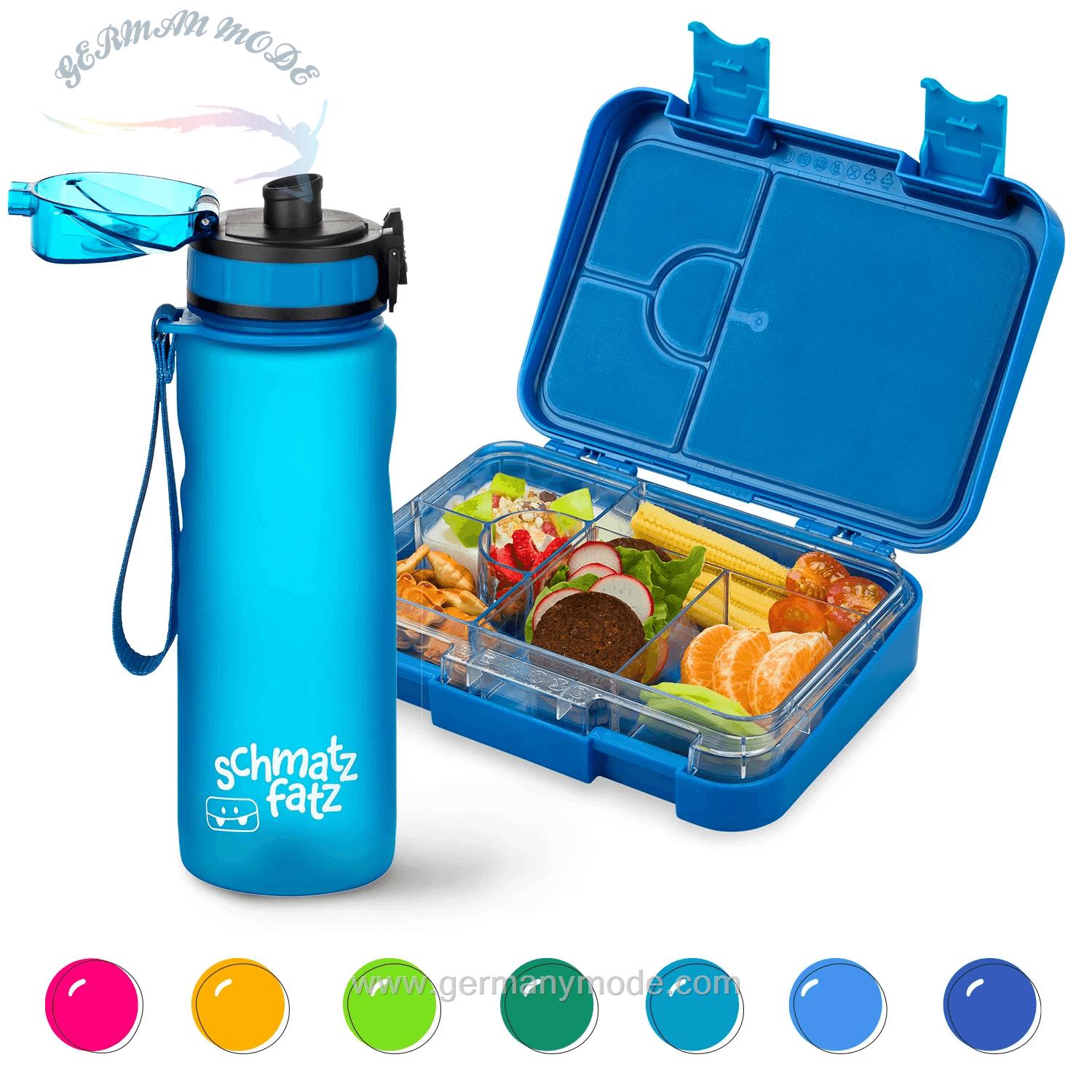 ظرف غذا اسنک کودک و قمقمه کلارشتاین آلمان Klarstein schmatzfatz Frühstücksset, Trinkflasche, Lunchbox Blau