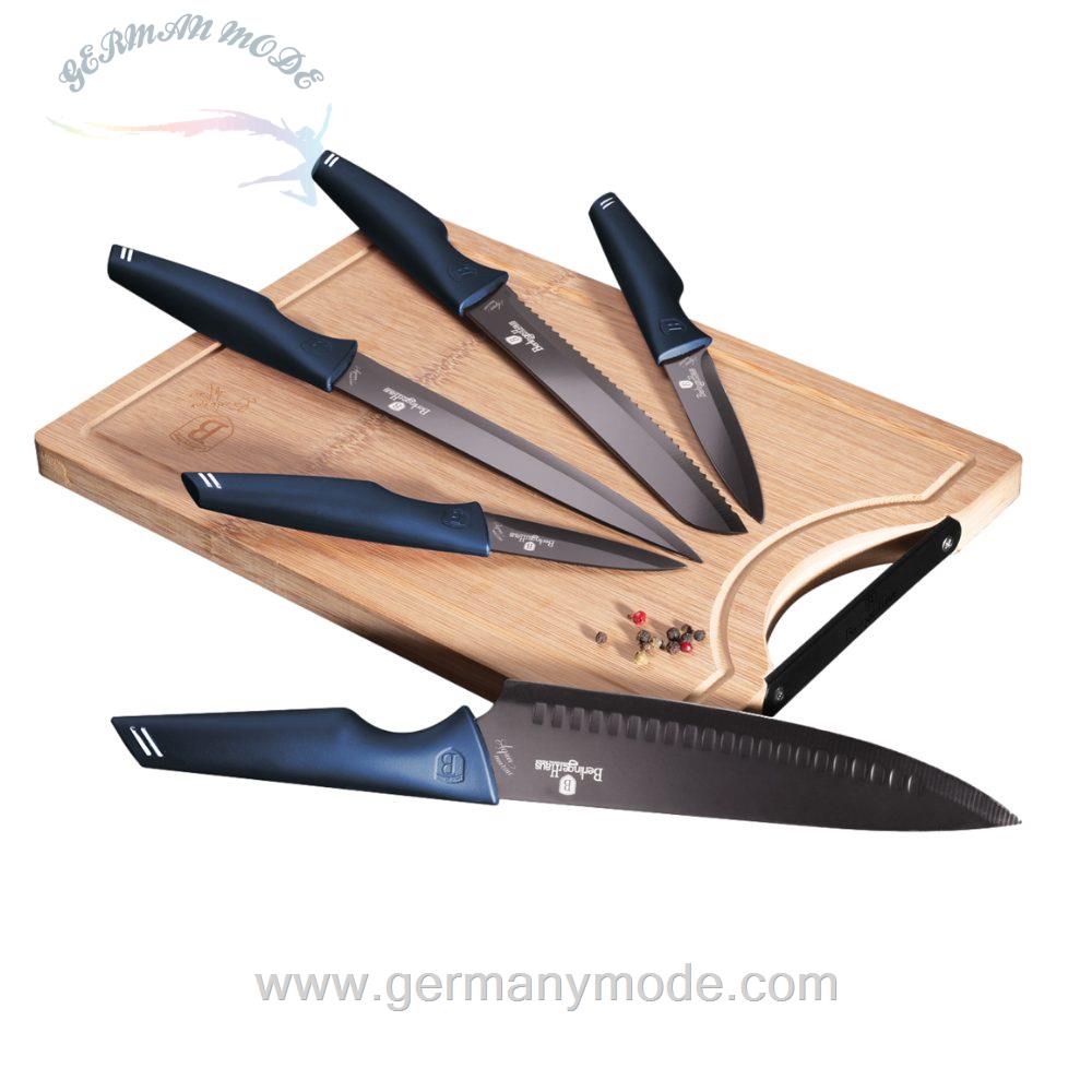 ست چاقو تخته برش بامبو برلینگر هاوس مجارستان BERLINGER HAUS KNIFE SET /BAMBOO CUTTING BOARD BH-2705 AQUAMARINE