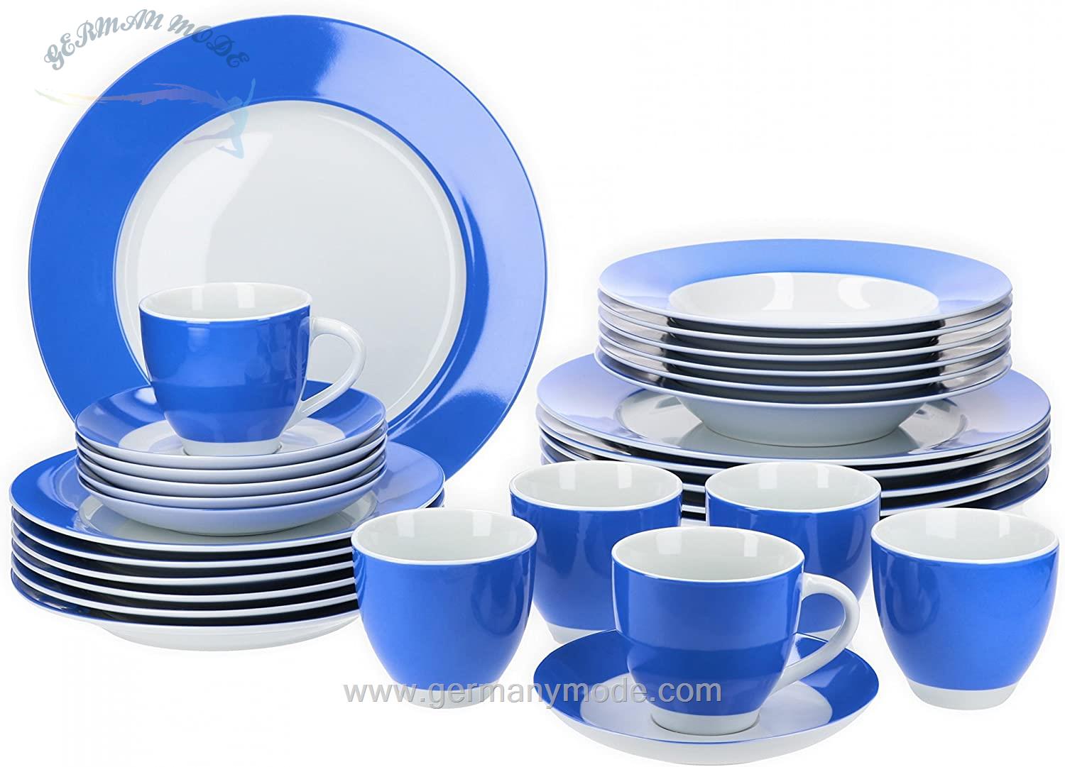 سرویس غذاخوری چینی 30 پارچه 6 نفره ون ول اسکاندیناوی Van Well Dinner Service 30 Pieces For 6 people Vario porcelain series - Blau