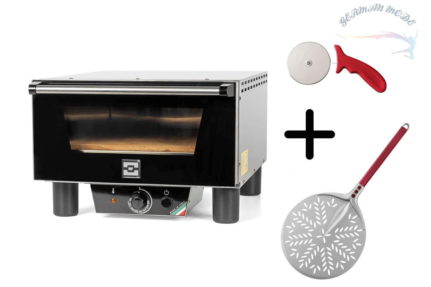 فر پیتزا برقی افه ایتالیا EFFE OVENS N3 500 Elektro Pizzaofen, inkl. Biscotto-Pizzastein + Cerutti Pizzaheber Schneider