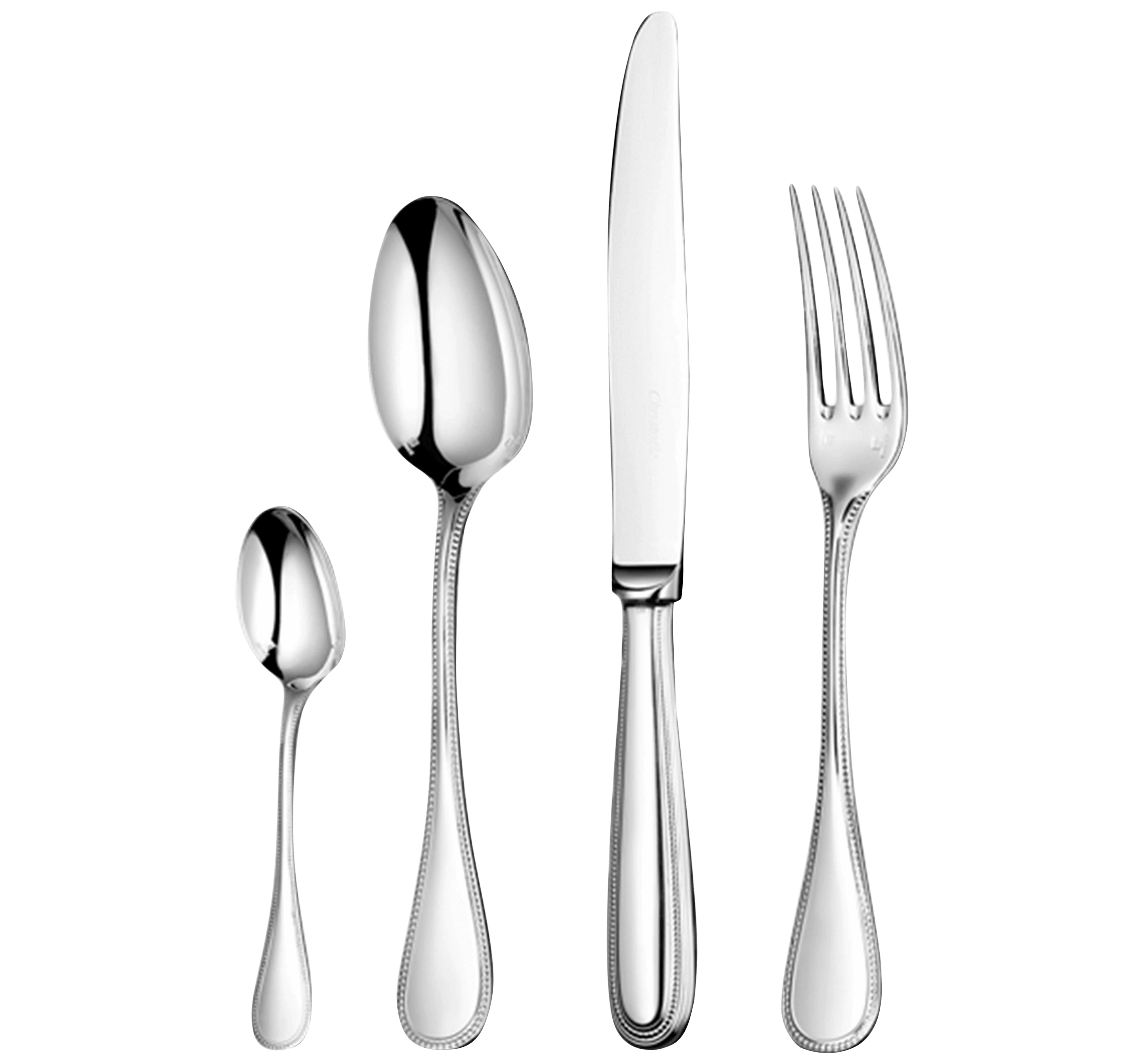 سرویس قاشق چنگال 30 پارچه با روکش نقره کریستوفل فرانسه CHRISTOFLE 30-Piece Silver-Plated Flatware Set with Free Chest