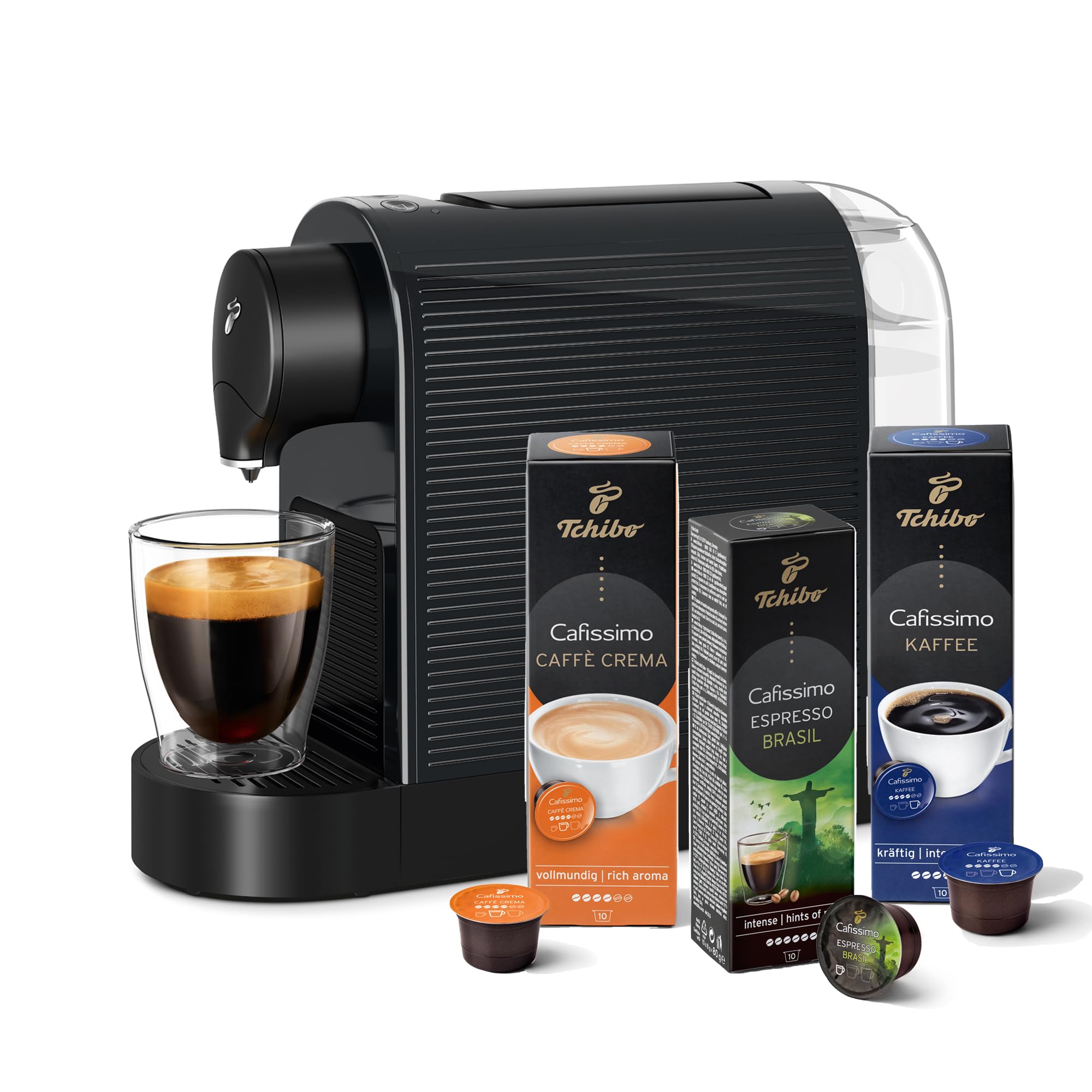 خرید از آمازون - دستگاه کپسول قهوه ساز Tchibo Cafissimo Pure plus شامل 30 کپسول برای کافه کرما، اسپرسو و قهوه | 0.8 لیتر | 1250 وات | 11.9 x 33.7 x 24 سانتی متر | مشکی