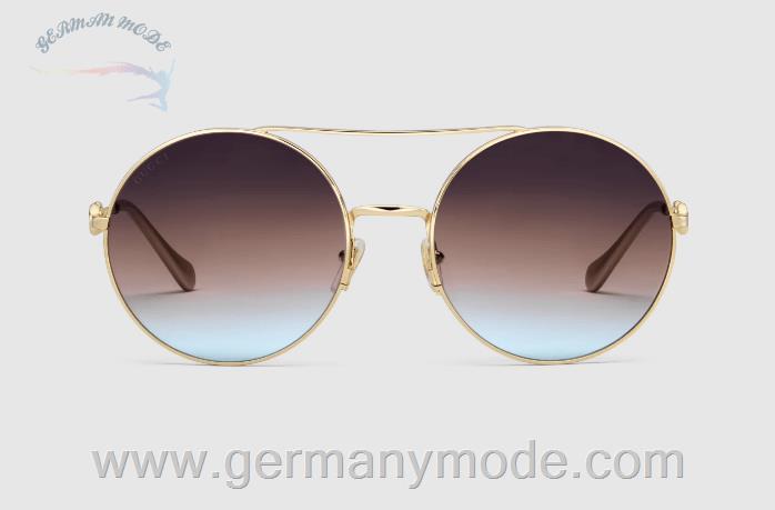 عینک آفتابی زنانه گوچی ایتالیا GUCCI Sonnenbrille mit rundem Rahmen ‎648492 I3330 8026