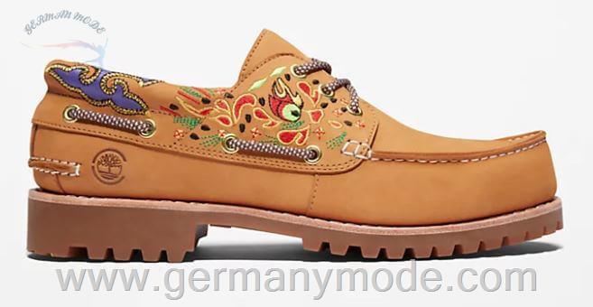 کفش کالج مردانه تیمبرلند آمریکا Timberland CLOT X TIMBERLAND 3 EYE BOAT SHOE FOR MEN IN YELLOW