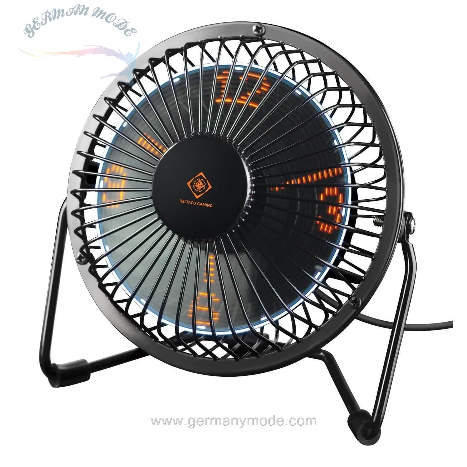 پنکه برقی رومیزی دلتا DELTACO Standventilator USB Tischventilator mit Uhr