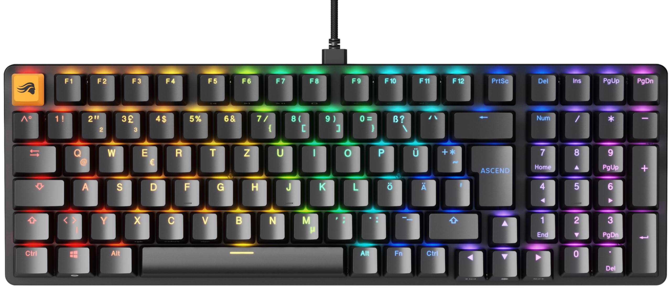 کیبورد مکانیکی گیمینگ Glorious Gaming GMMK 2 سایز کامل (96%) – قاب آلومینیومی، قابل تنظیم، کلیدهای دوبل، کلیدهای فاکس، RGB برای هر کلید، طرح‌بندی QWERTZ آلمانی - مشکی مشکی سایز کامل GMMK 2