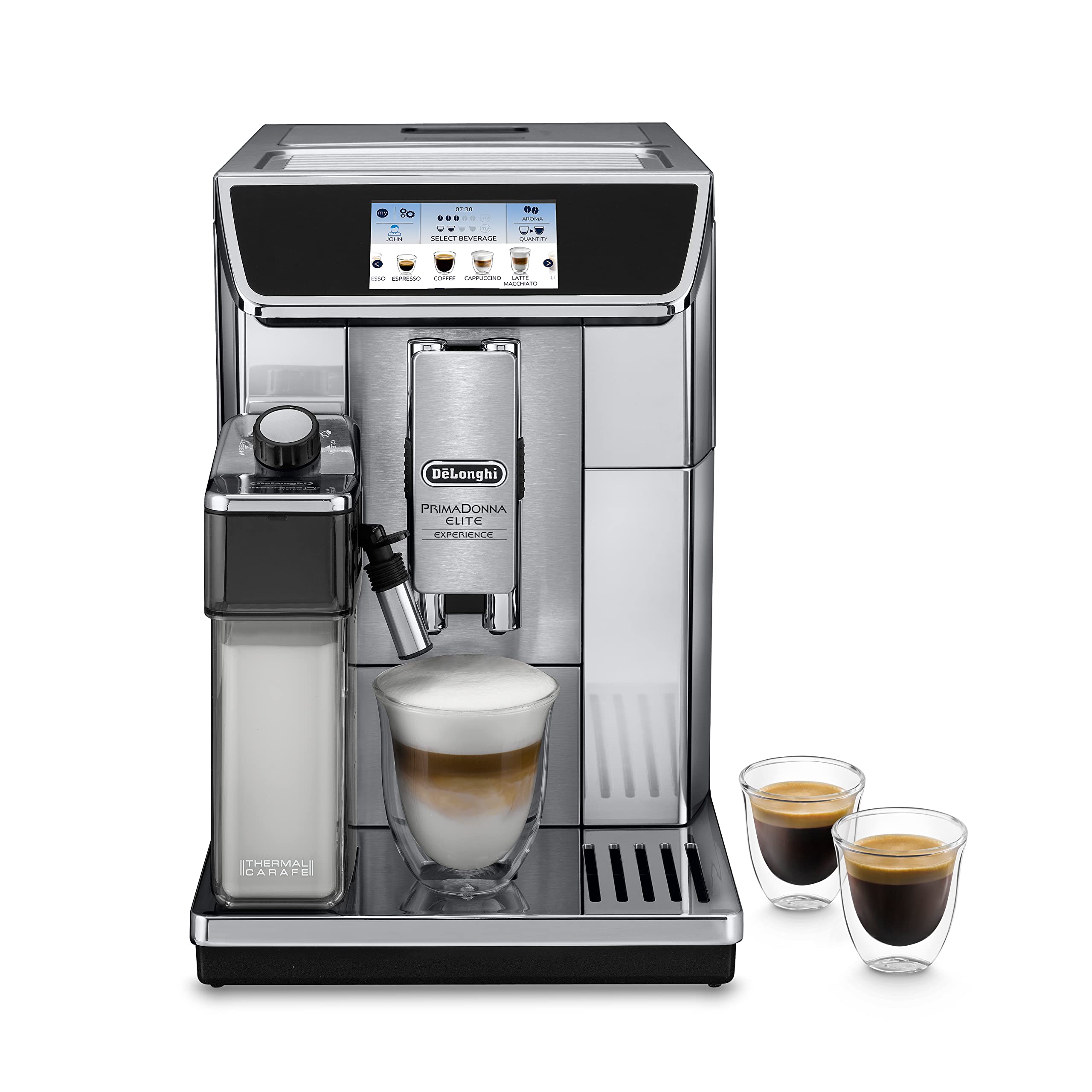 خرید از آمازون - DeLonghi ECAM650.85 Kaffeevollautomat mit LatteCrema Milchsystem DeLonghi ECAM 650.85 MS, 18/8 Edelstahl, 1 Liter, Silber