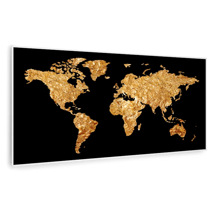 بخاری مادون قرمز هوشمند کلارشتاین آلمان Klarstein Wonderwall Air Art Smart Infrarotheizung Goldene Karte weiber Rahmen 120 x 60 cm