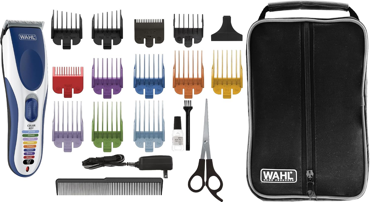 ماشین اصلاح موی سر و ریش تراش صورت شارژی وال آمریکا Wahl 09649-016 ColorPro، آبی، نقره ای، قیچی شارژی ColorPro - تک دستگاه