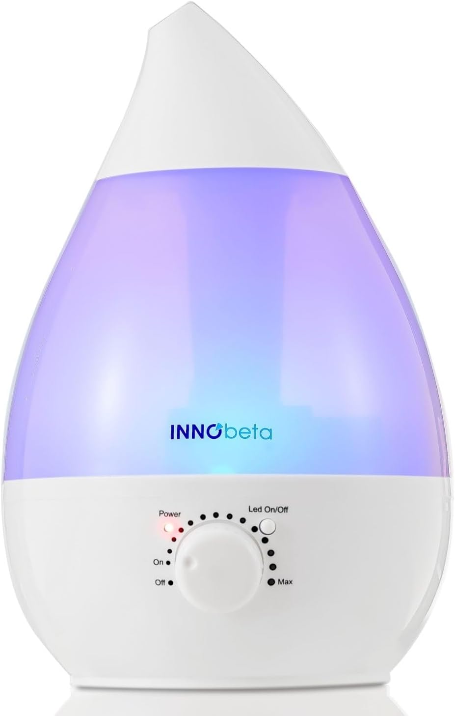 دستگاه خوشبو کننده هوا INNObeta Waterdrop 2.0 Ultrasonic 2.4L Humidifier Cool Mist با فیلتر برای نوزادان، کودکان، بی صدا، خاموش شدن خودکار، 7 چراغ LED رنگی