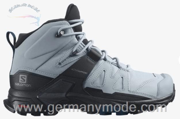 کتانی هایکینگ کوهنوردی ضد آب زنانه سالامون فرانسه SALOMON X ULTRA 4 MID WIDE GORE TEX Hikingschuhe Damen Quarry Black Legion Blue