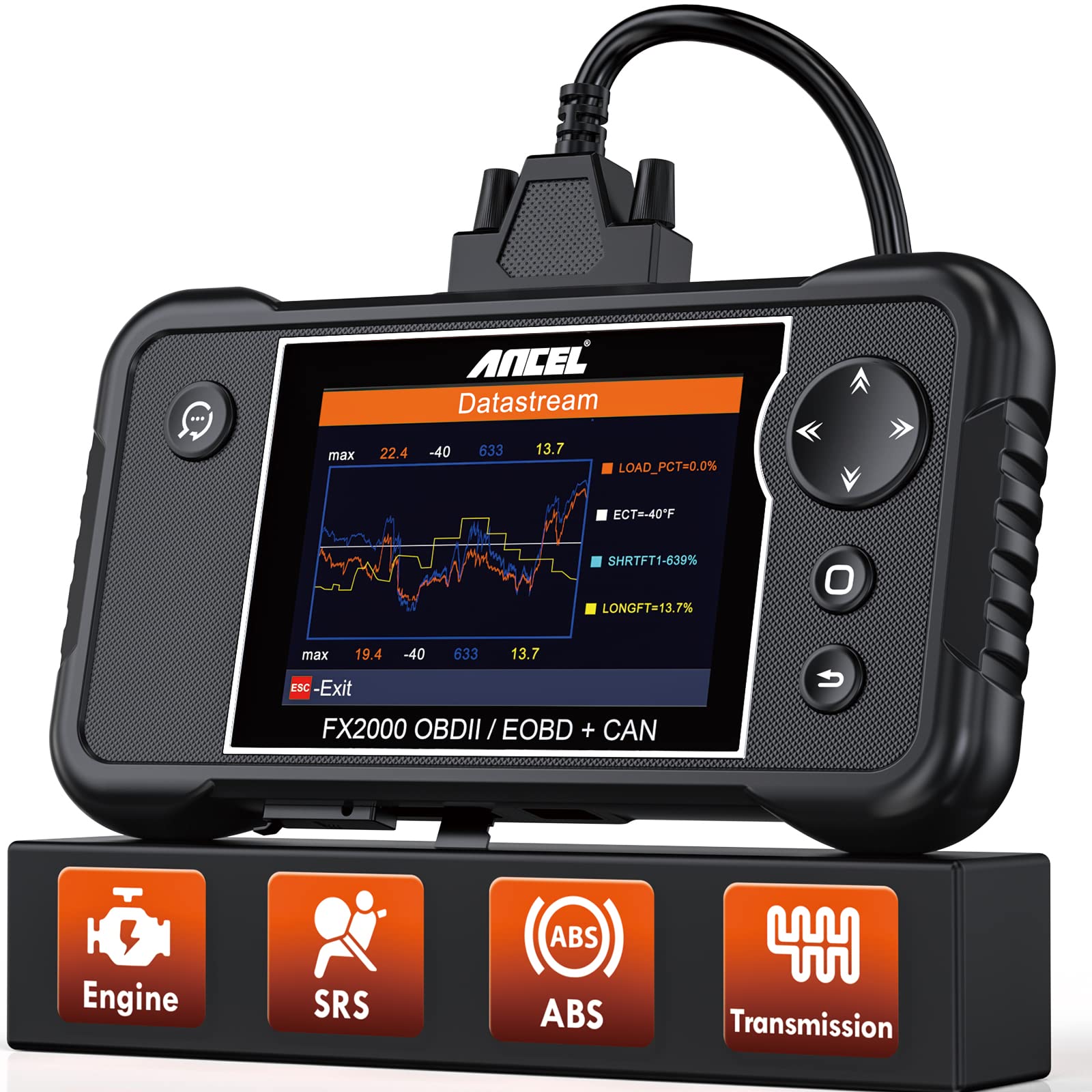 خرید از آمازون - اسکنر دستگاه عیب یابی ANCEL FX2000 OBD2 4 سیستم کد خطای موتور SRS را در موتور کد خوان خودرو خودرو خوان آریباگ برای گزارش سلامت، تست باتری، صفحه نمایش رنگی TF 4.0 اینچی تشخیص می دهد.