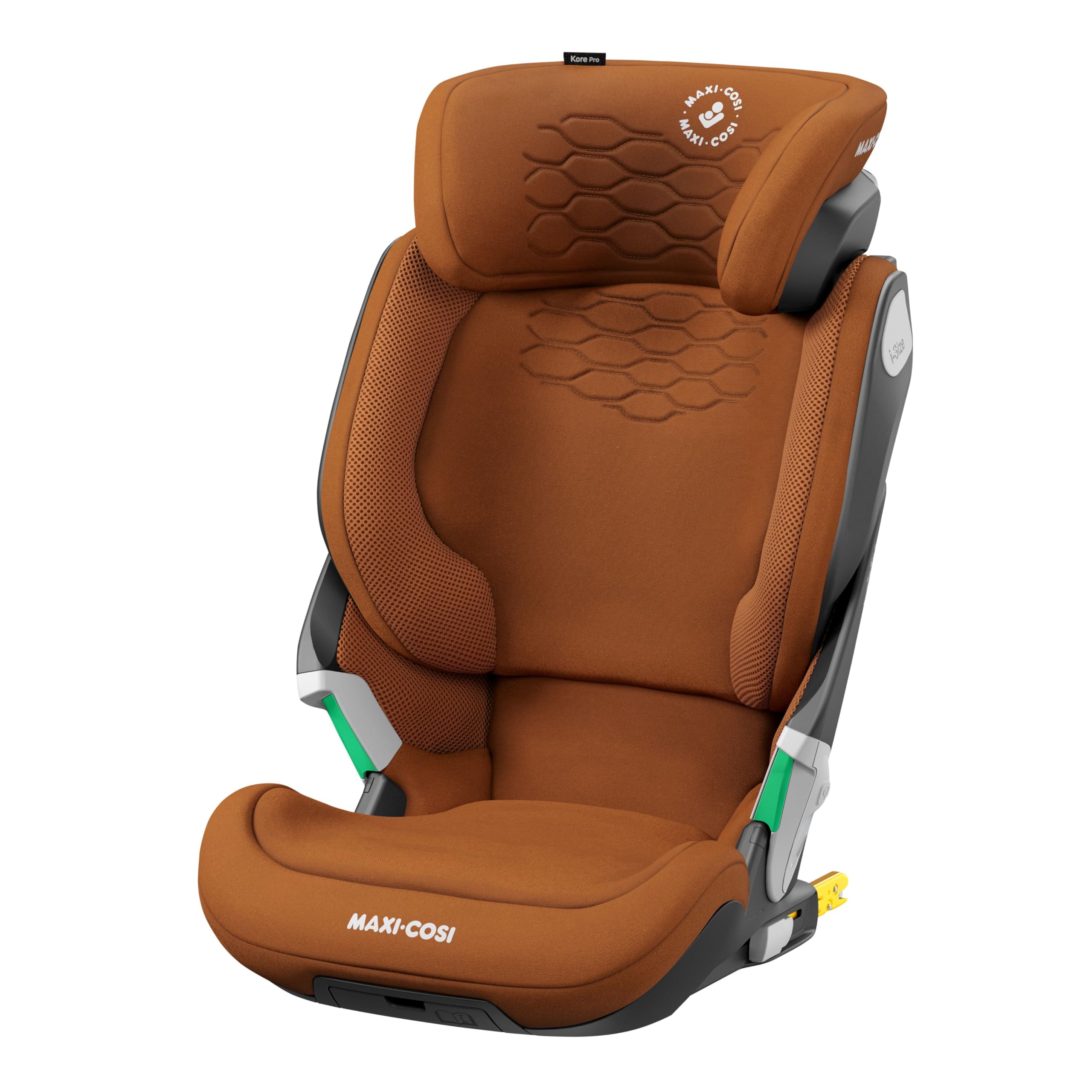 صندلی ماشین کودک مکسی کوزی آلمان Maxi-Cosi Kore Pro i-Size، 3.5 تا 12 سال، 100 تا 150 سانتی متر، نور ClickAssist، ارتفاع/عرض قابل تنظیم، سیستم حفاظت جانبی+، کنیاک معتبر