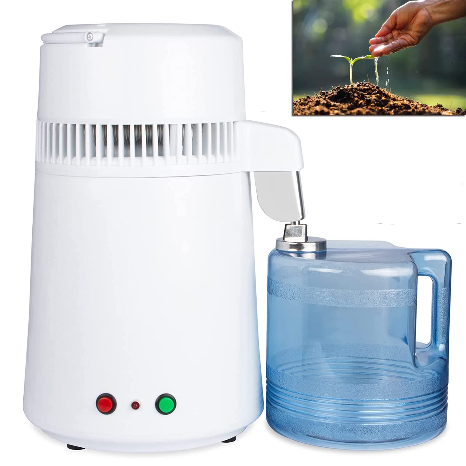 خرید از آمازون - foundGo 4L Wasser Destilliergerät 750W Destillierer Edelstahl Wasserdestilliergerät Reine Wasser Distiller,mit extra Glaskanne, 1L/MIN, CE
