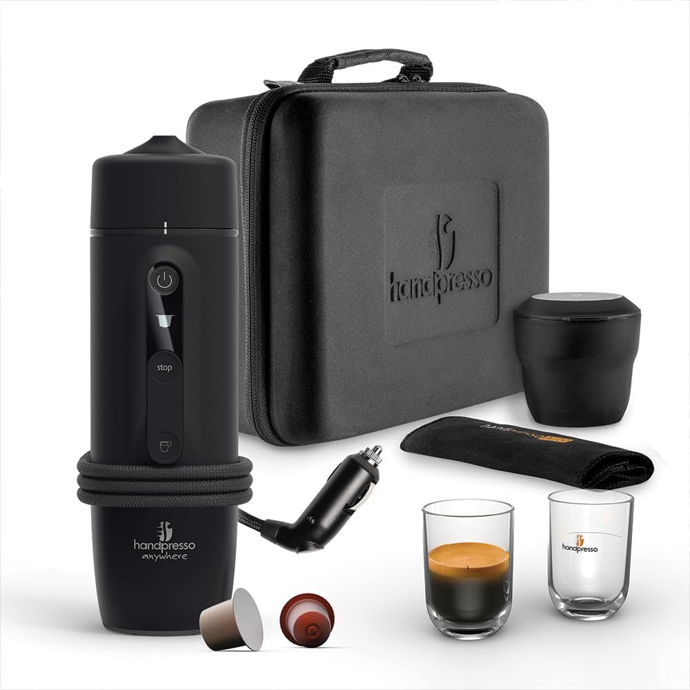 خرید از آمازون - قهوه ساز 12 ولت HANDPRESSO Handpresso Auto Set Capule 21021 - دستگاه کپسول اسپرسو با فنجان و کیس، دستگاه اسپرسوساز قابل حمل هندپرسو، دستگاه قهوه ساز 12 ولت و دستگاه قهوه کامیونی 24 ولت