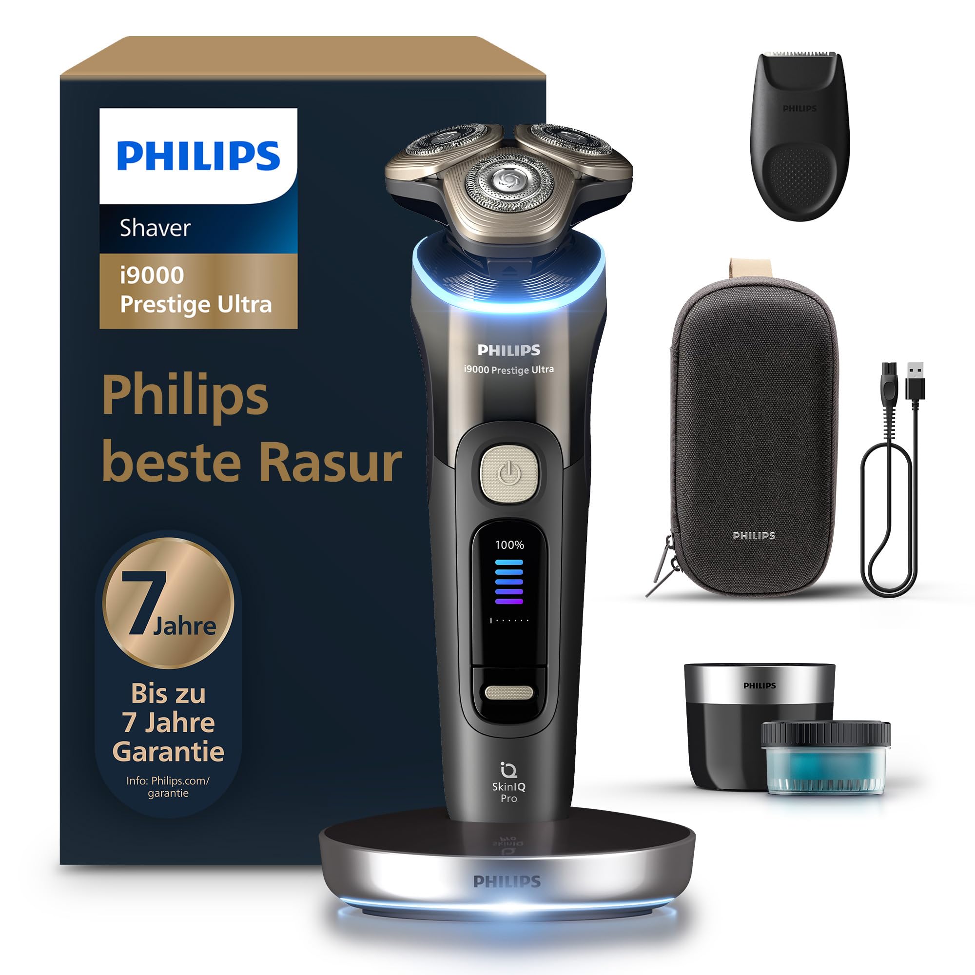 ریش‌ تراش فیلیپس هلند Philips XP9405/31 پرستیژ اولترا خشک و مرطوب حسگر فشار و حرکت پایه تمیزکننده، پایه شارژ و کیف مسافرتی
