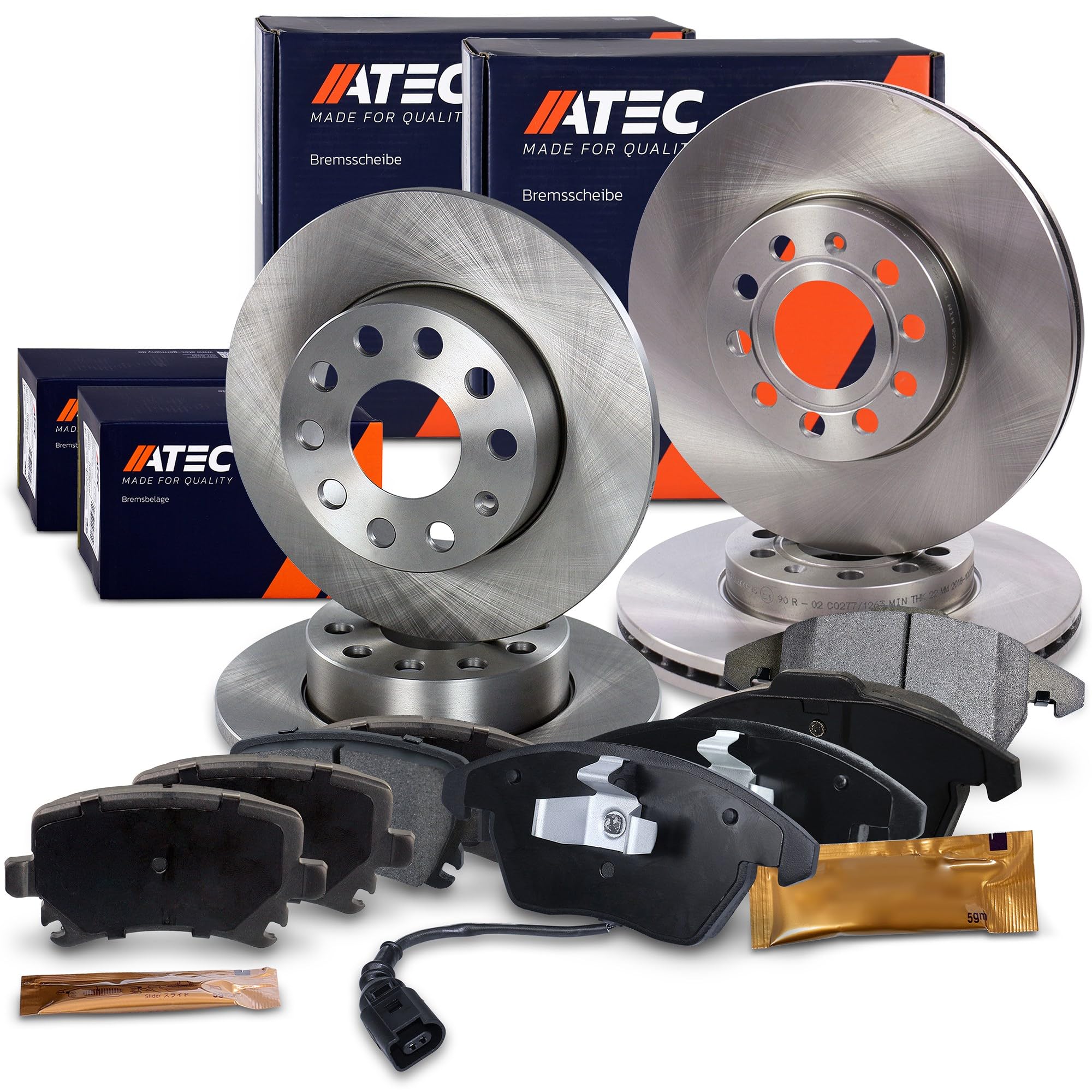دیسک ترمز و لنت چرخ جلو ATEC آلمان شامل دیسک های ترمز جلو Ø 288 میلی متر تهویه + عقب Ø 260 میلی متر کامل + لنت ترمز جلو و عقب