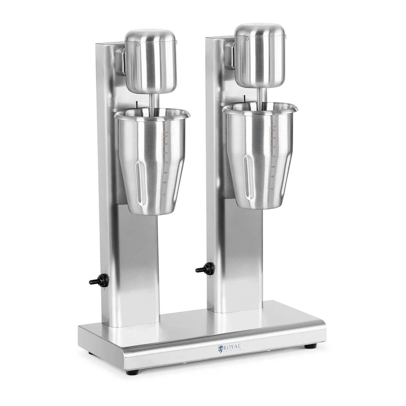 میلک شیکر دو نفره Royal Catering مدل RCPMS-160S، 2 در 1 لیتر، 15000 دور در دقیقه، همزن استیل ضد زنگ، همزن با عملکرد بالا