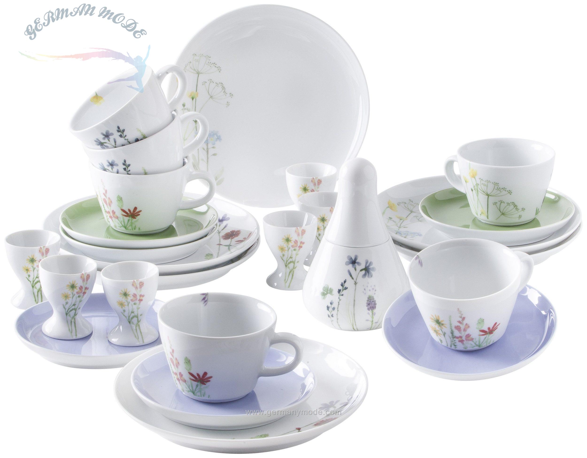 سرویس غذاخوری چینی 26 پارچه 6 نفره کاهلا آلمان Kahla Geschirr-Set Wildblume Kombiservice (26-tlg), Porzellan