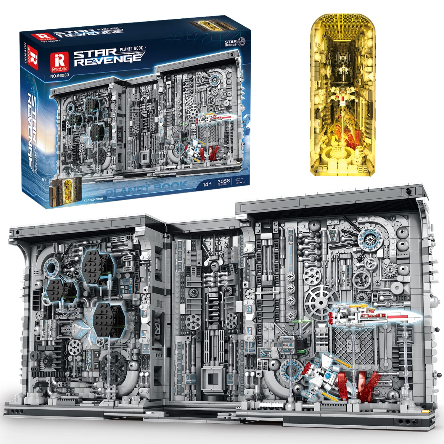 خرید از آمازون - MISINI Reobrix 66030 Death Star Book Star Revenge Building Blocks, 3058 Clamp Building Blocks MOC Death Star Trench Run, Space Wars, مورد کلکسیونی برای مدل نمایشی, هدیه برای بزرگسالان