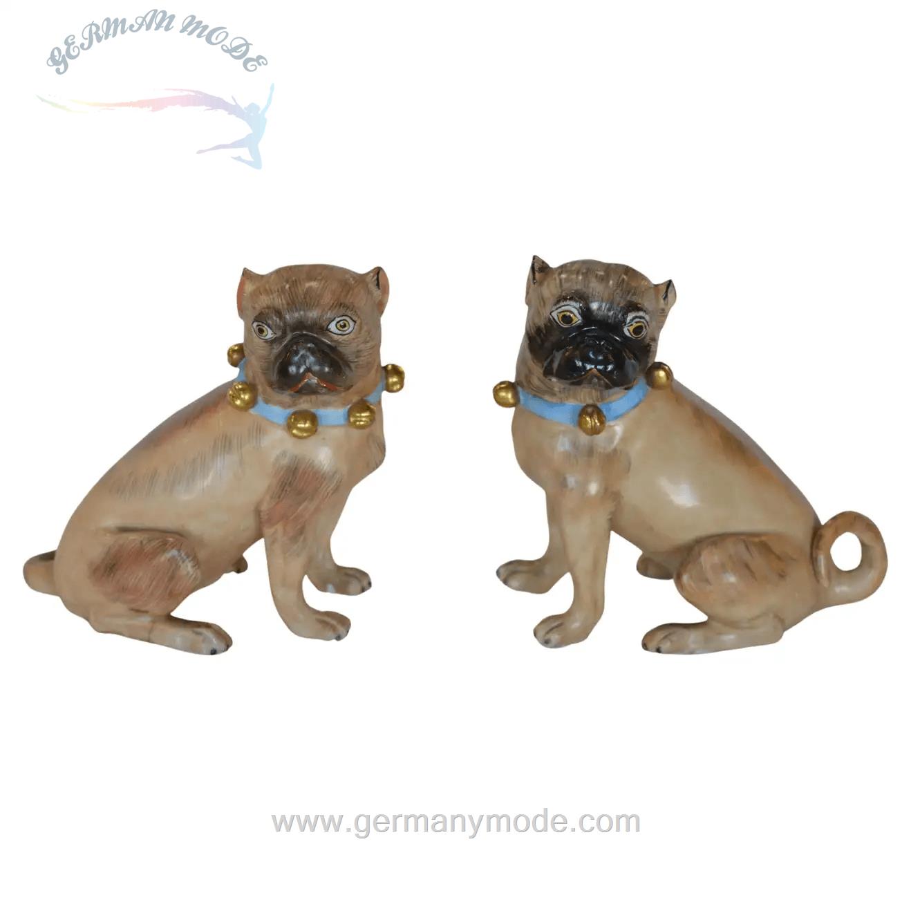 مجسمه دکوری چینی سگ آنتیک قدیمی درسدن آلمان Deutsches Paar Dresdner Bulldogge Porzellanfiguren männliche und weibliche