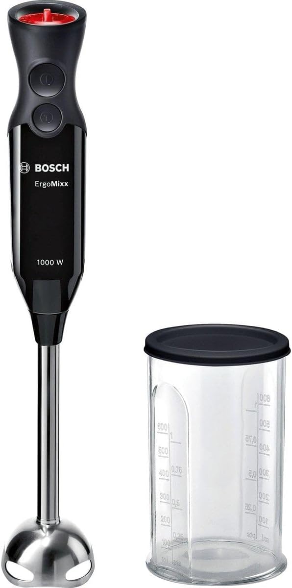 گوشت کوب برقی بوش آلمان Bosch MS6CB6110، پایه مخلوط کن استیل ضد زنگ، پارچ میکس و اندازه گیری، چاقوی 4 تیغه، محفظه سبک وزن، 12 سرعت به علاوه سرعت توربو، تمیز کردن آسان، 1000 وات