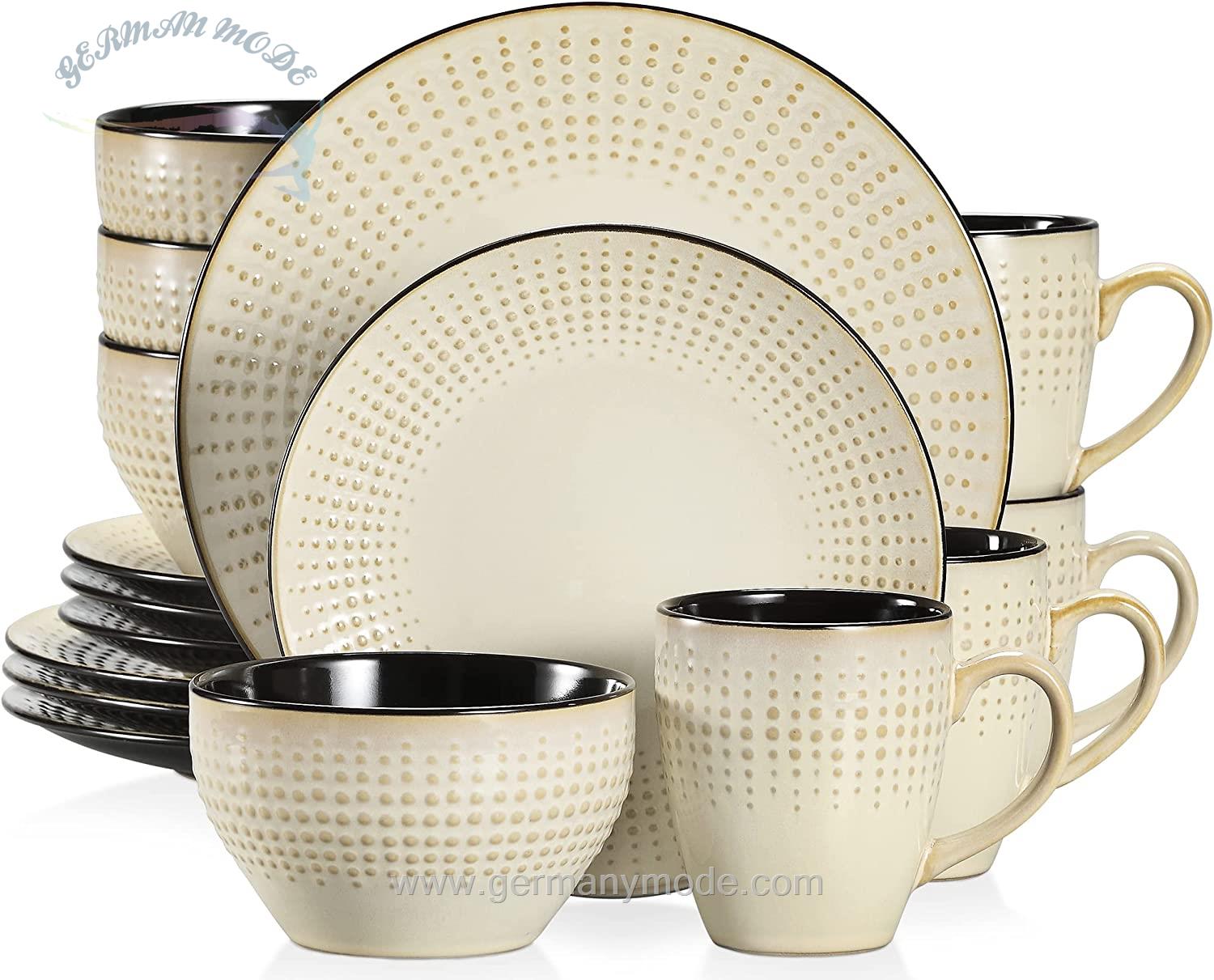 سرویس غذاخوری سرامیک 32 پارچه 4 نفره وانکاسو گوتو Vancasso GUTO Dinner Service Stoneware 32-Piece Dinner Set with 4 Dinner Plates