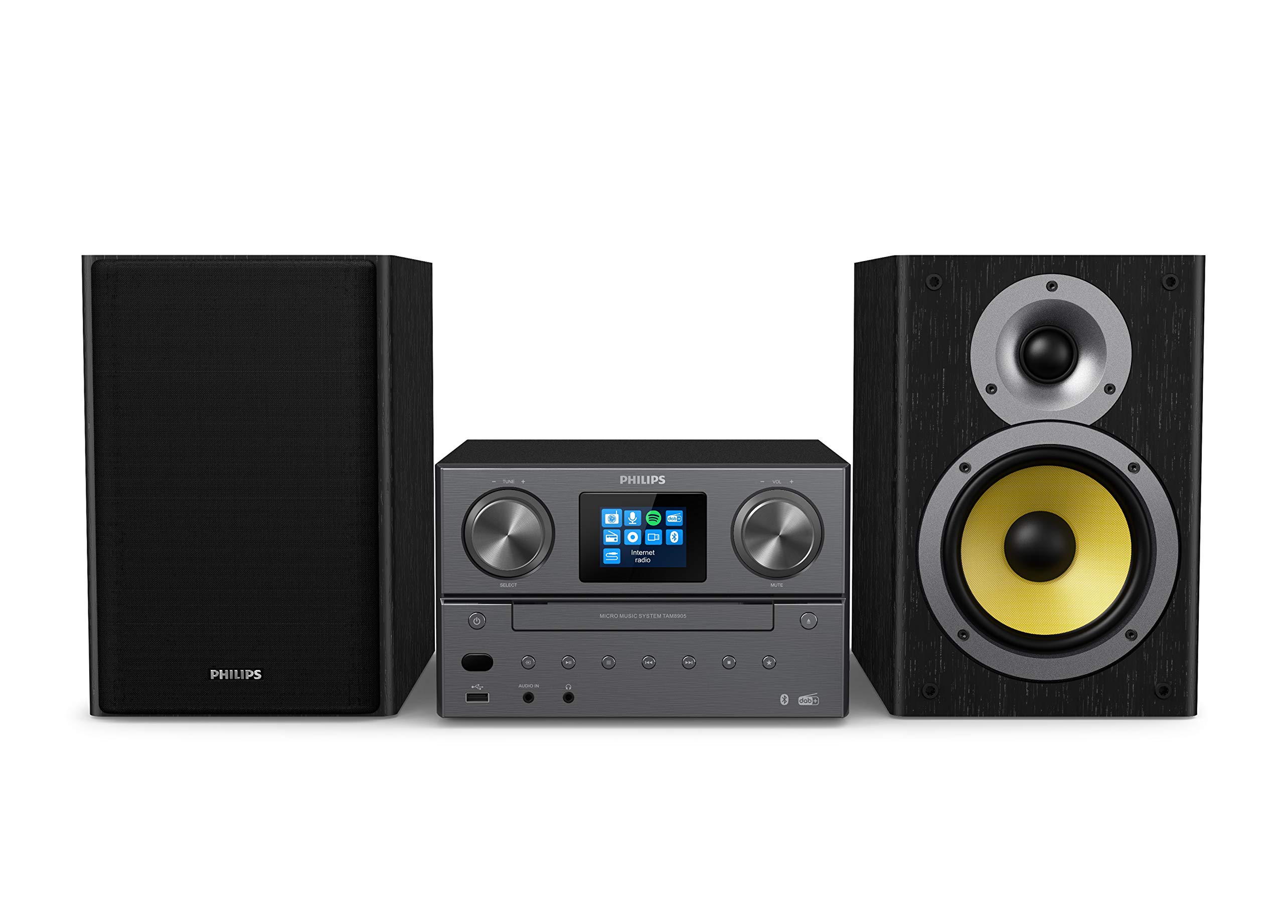 خرید از آمازون - Philips Micro Music System M8905 with Bluetooth/Spotify Connect, DAB +/FM Radio, USB, CD Player, MP3, Bass-Reflex Speakers, Digital Sound Control, 100W / Stereo System