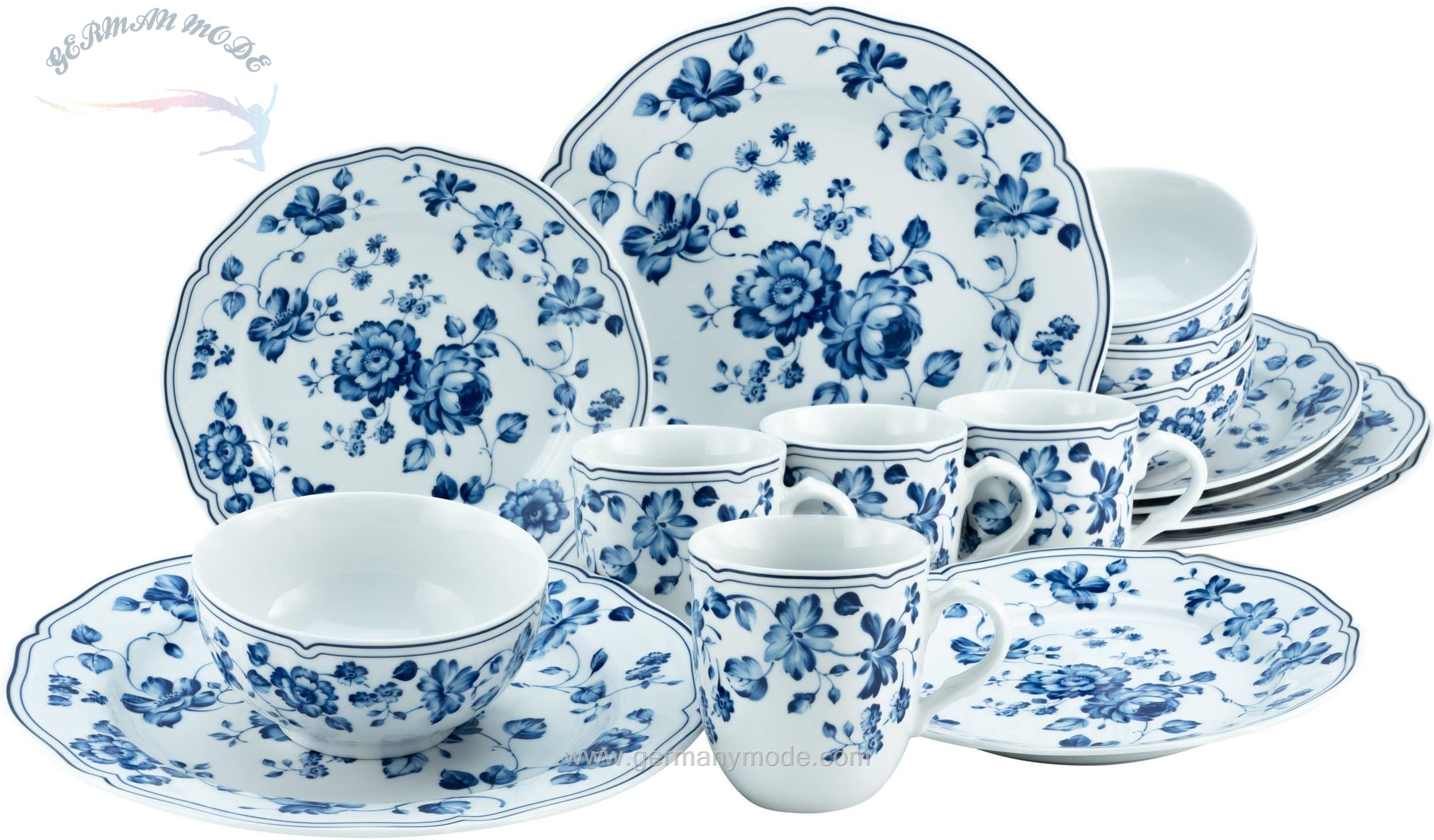 سرویس غذاخوری چینی 16 پارچه 4 نفره کراتیبل CreaTable Kombiservice »ROYAL BLUE FLOWER« (16-tlg), Porzellan