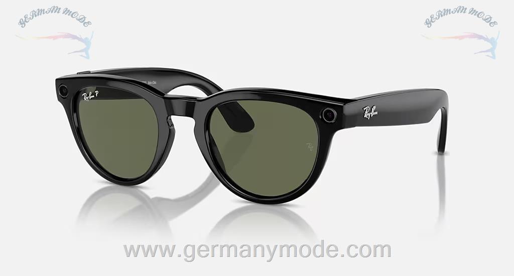 عینک زنانه هوشمند متا ریبن ایتالیا RAY-BAN | META HEADLINER RAHMEN Glänzend Schwarz GLÄSER Grün