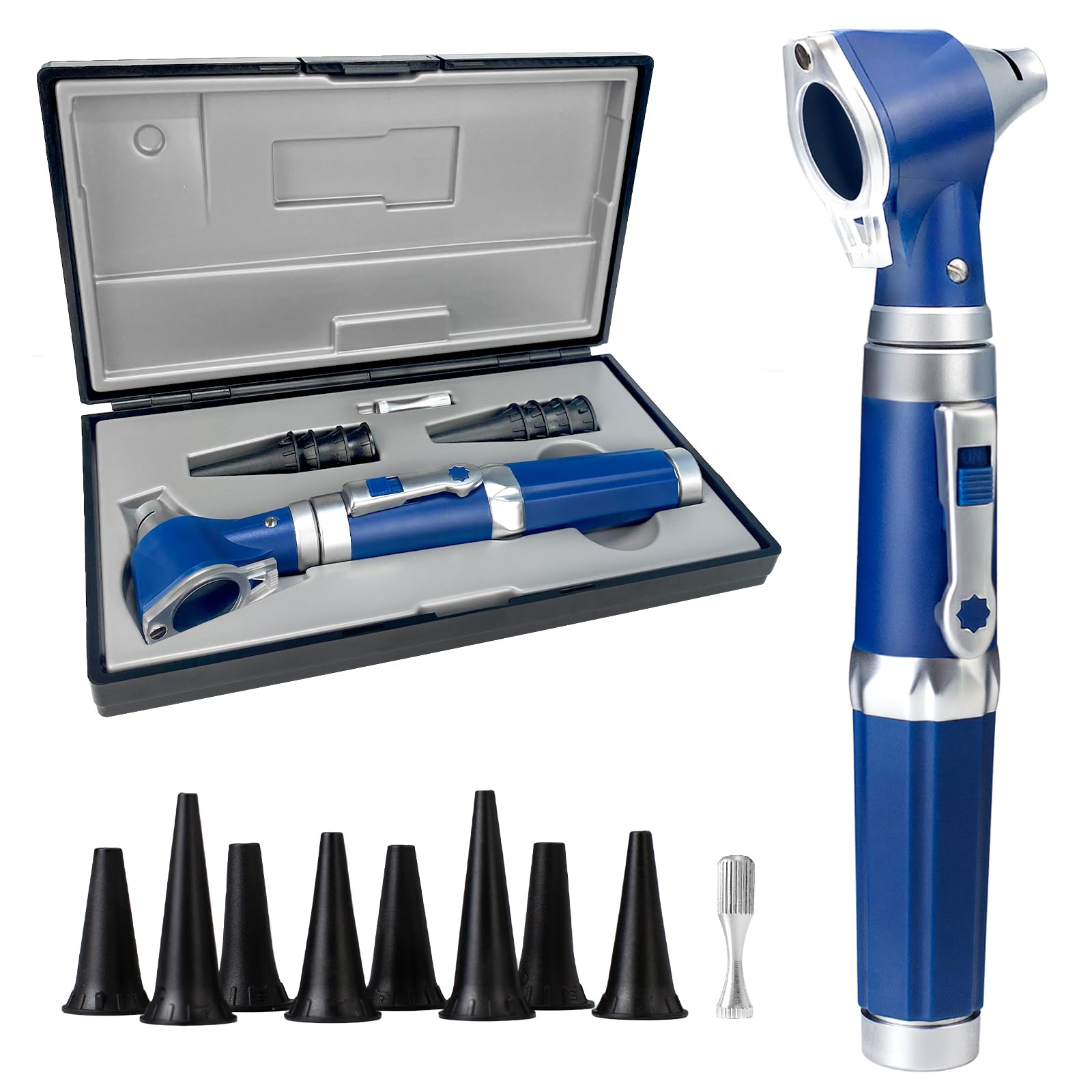خرید از آمازون - Scian Otoscope - Ear Scope با نور، بزرگنمایی 3 برابر، اندازه 4 اسپکولوم، ابزار تشخیصی با قاب پلاستیکی سخت، مجموعه اتوسکوپ Piccolight برای پرستاران، کودکان، بزرگسالان (آبی)