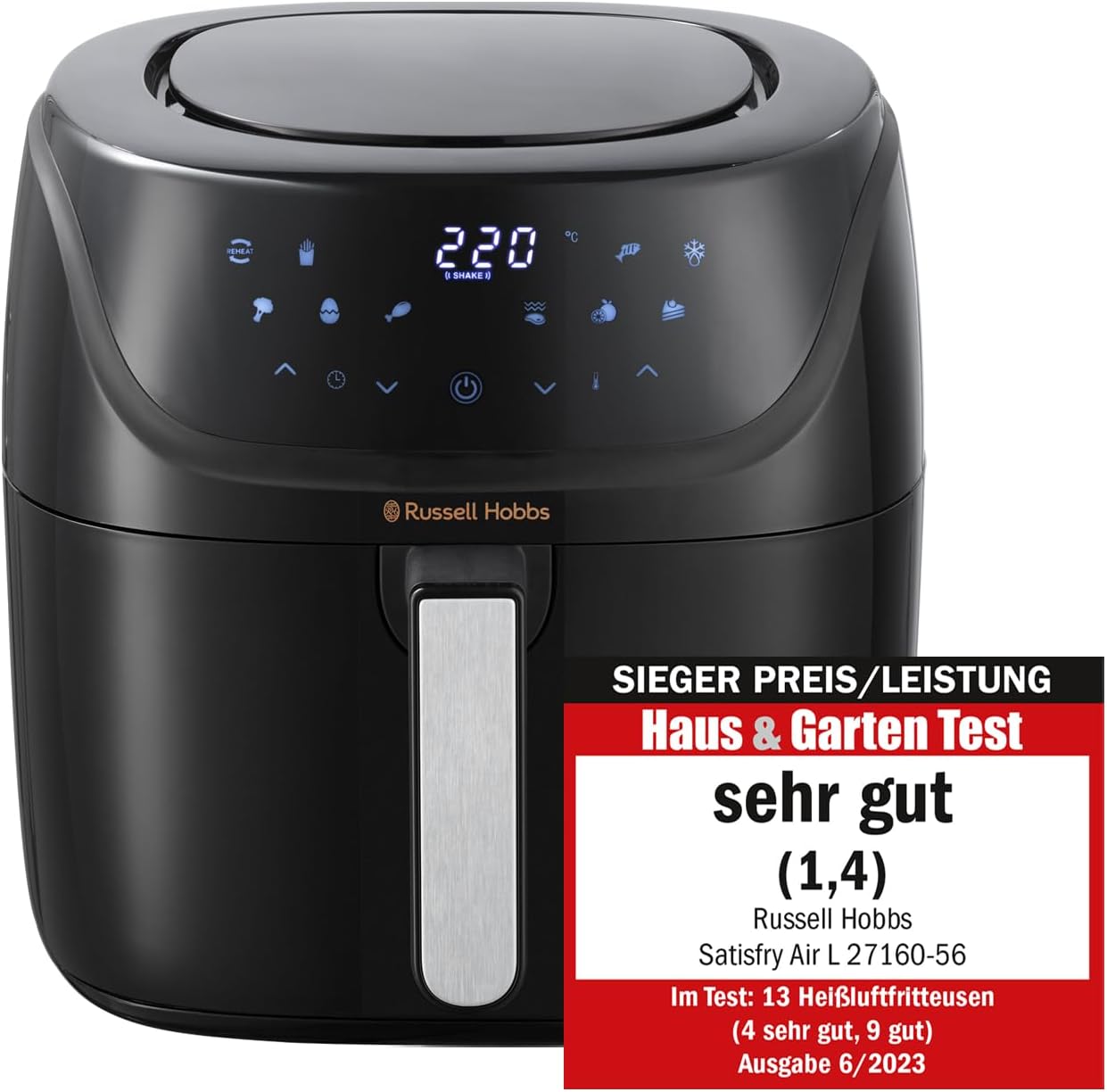 سرخ کن هوای گرم راسل هابز انگلستان Russell Hobbs SatisFry 27160-56 سرخ کن هوای سریع 7 عملکرد پخت 10 برنامه سرخ کن بدون روغن، کباب کردن، پخت، برشته کردن