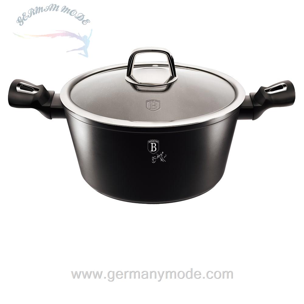 قابلمه 20 سانت درب دار برلینگر هاوس مجارستان BerlingerHaus CASSEROLE 20 CM BERLINGER HAUS BH/1851 BLACK SILVER COLLECTION