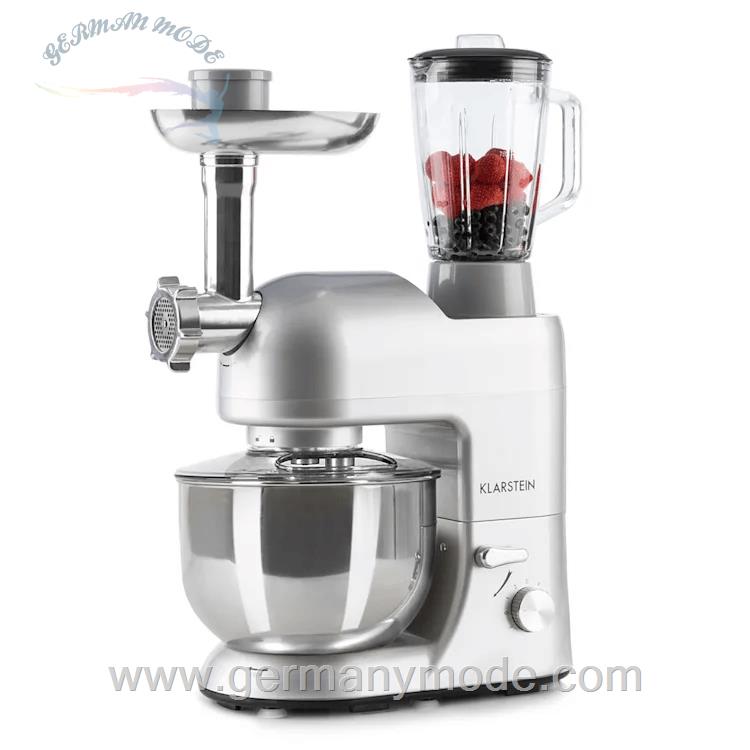 غذا ساز همه کاره 5 لیتری کلارشتاین آلمان Klarstein Lucia 3-in-1 Küchenmaschine Multifunktionsküchenmaschine 2000 watt 5 Ltr Grau