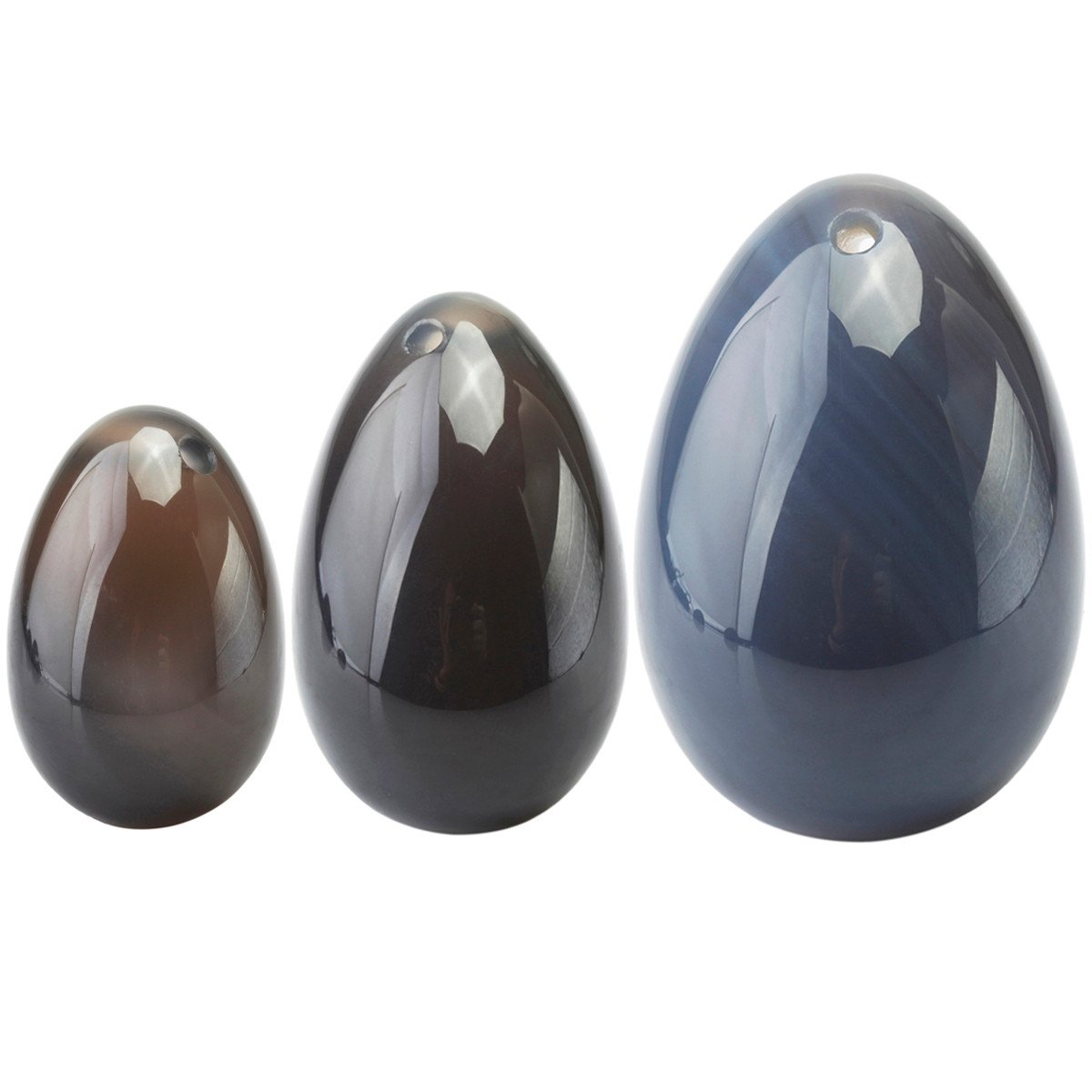 خرید از آمازون - mookaitedecor Gray Agate Yoni Eggs Kegel Balls Trainer Floor Floor ست با 3 سایز، سنگ ماساژ Ben Wa Balls برای ورزش کف لگن و مثانه و ریکاوری واژن پس از زایمان