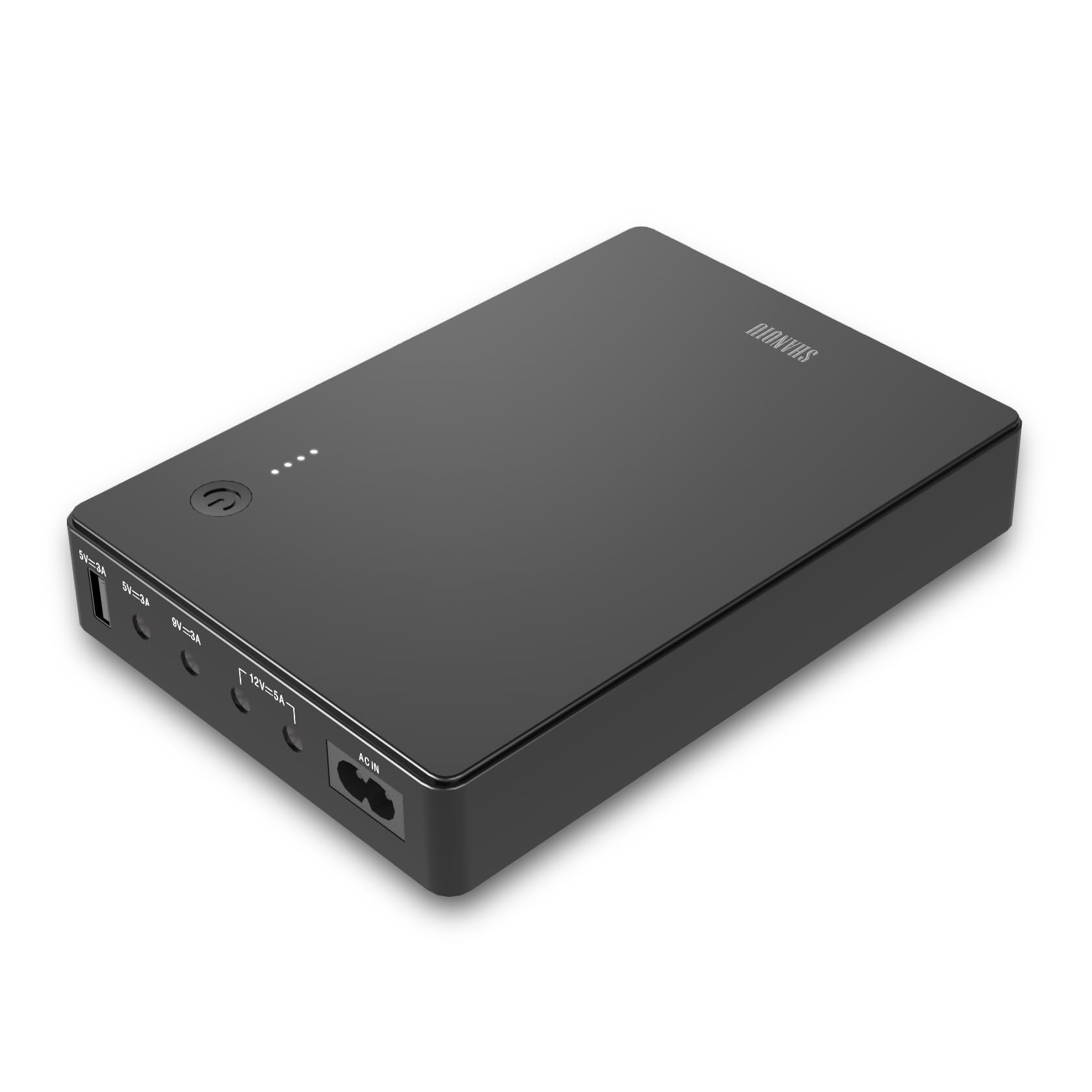منبع تغذیه اضطراری Shanqiu Mini UPS برای روتر، مودم، دوربین با ورودی AC و خروجی USB، 5 ولت DC، 5 ولت 9 ولت 12 ولت 3 آمپر (74 وات ساعت)، 74 وات ساعت AC-DC