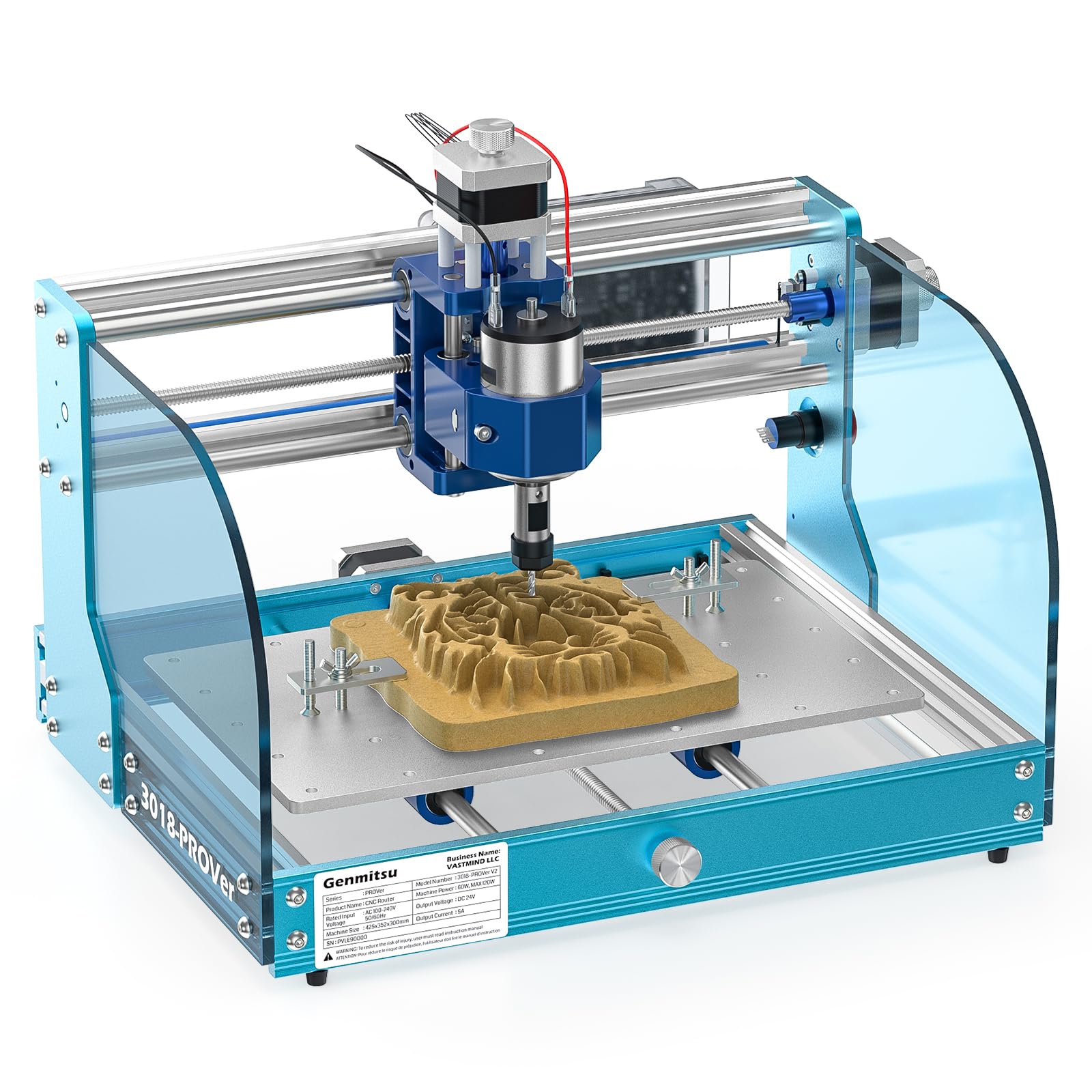 خرید از آمازون - دستگاه فرز CNC Genmitsu 3018-PROVer V2، کیت دستگاه حکاکی با قاب آلومینیومی، کنترل GRBL، کلید توقف اضطراری، دستگاه فرز CNC برای ام دی اف اکریلیک چوب