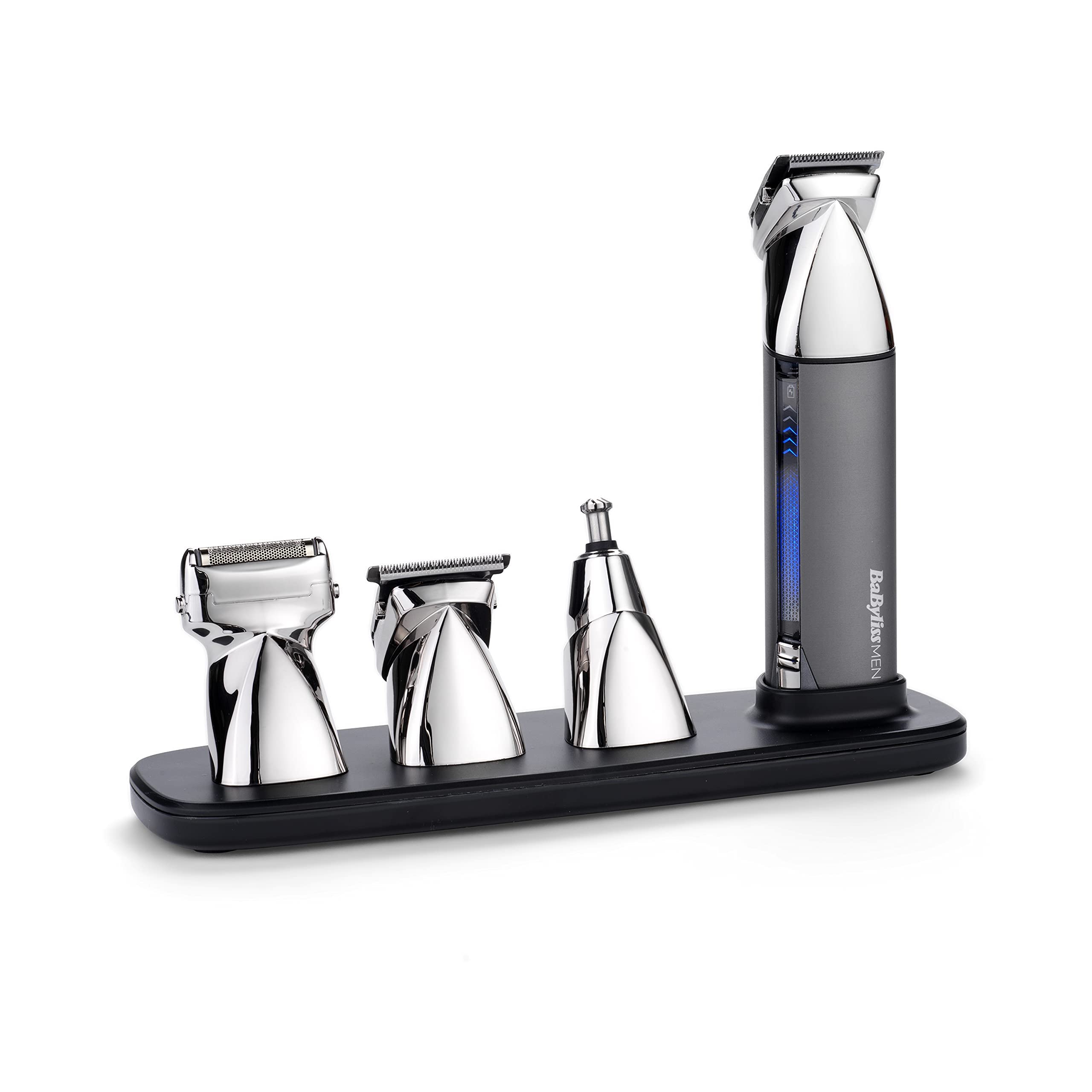 ماشین اصلاح سر و بدن بابیلیس فرانسه - BaByliss Super-X Metal 15-in-1 Multi Trimmer با اتصالات مغناطیسی و ایستگاه شارژ، آنتراسیت، MT996E