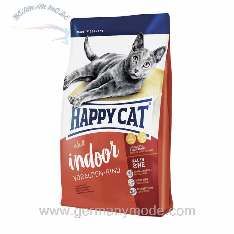 غذا خشک گربه های ساکن درخانه هپی کت آلمان Happy Cat Adult Indoor Voralpen-Rind 1-4kg