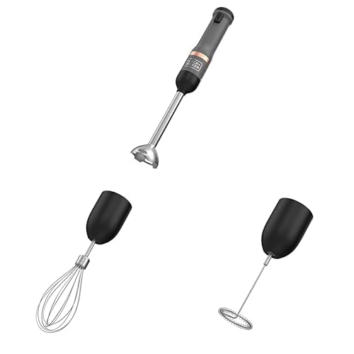 گوشت کوب شارژی بلک اند دکر آمریکا میکسر آشپزخانه Black+Decker BCKM1011KGF (7.2 ولت، بلندر شارژی) + اتصال دستی آشپزخانه Black+Decker BCKM101WHFF+دستگاه کف کننده شیر آشپزخانه
