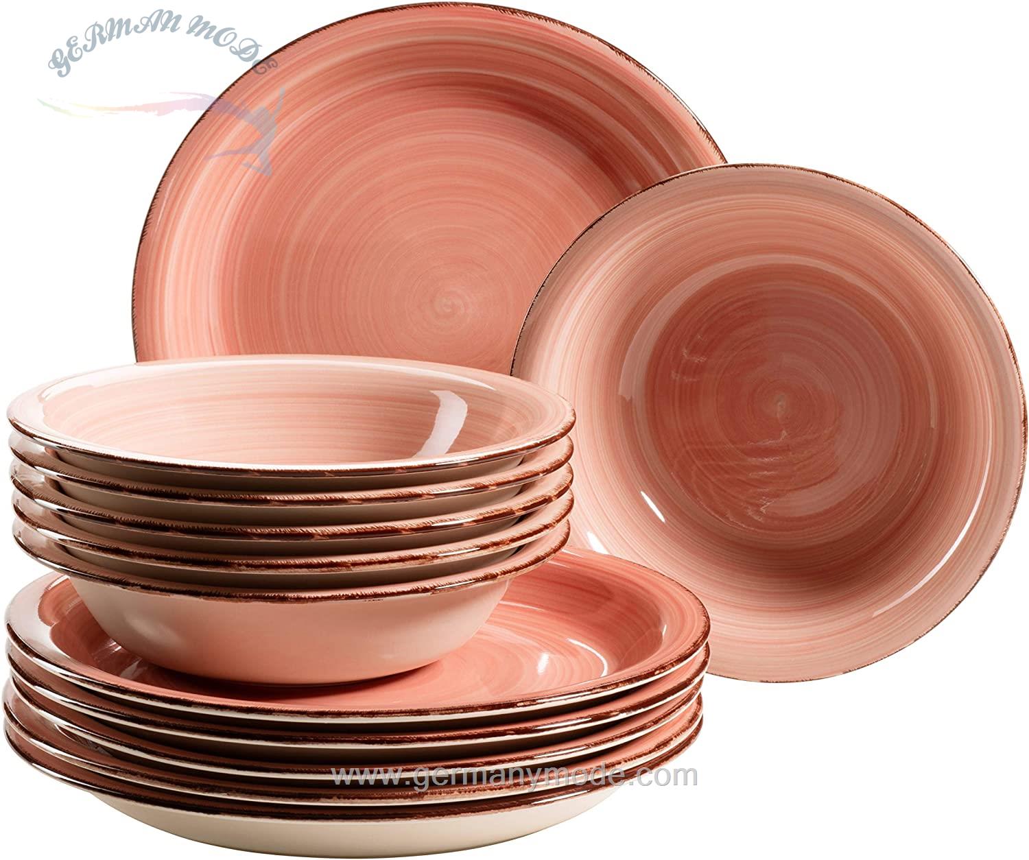 سرویس غذاخوری سرامیک 12 پارچه 6 نفره ماسر اتریش Mäser Tafelservice Lumaca (12-tlg.) Pink