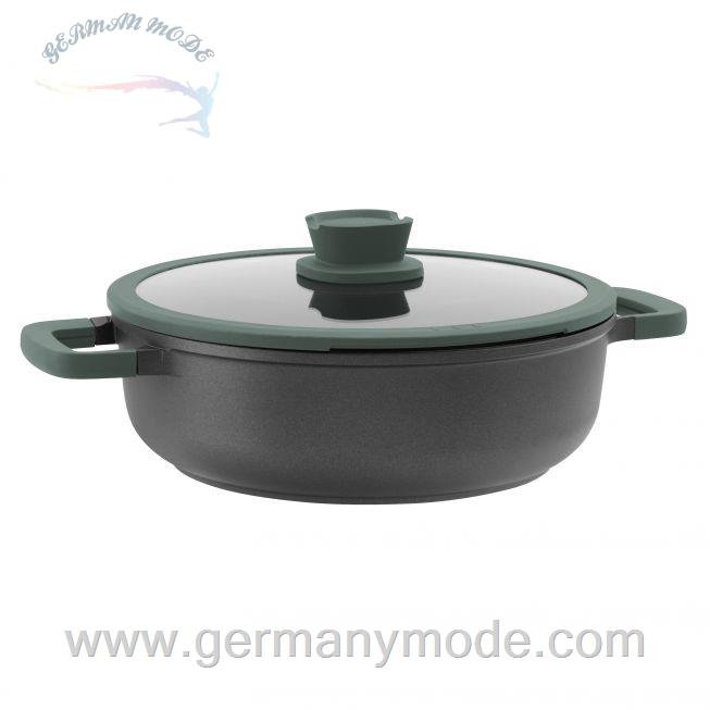 ماهیتابه درب دار سنگی 28 سانت برگهف بلژیک Berghoff Doppelgriffsauteuse mit Deckel Forest 28 cm - Leo
