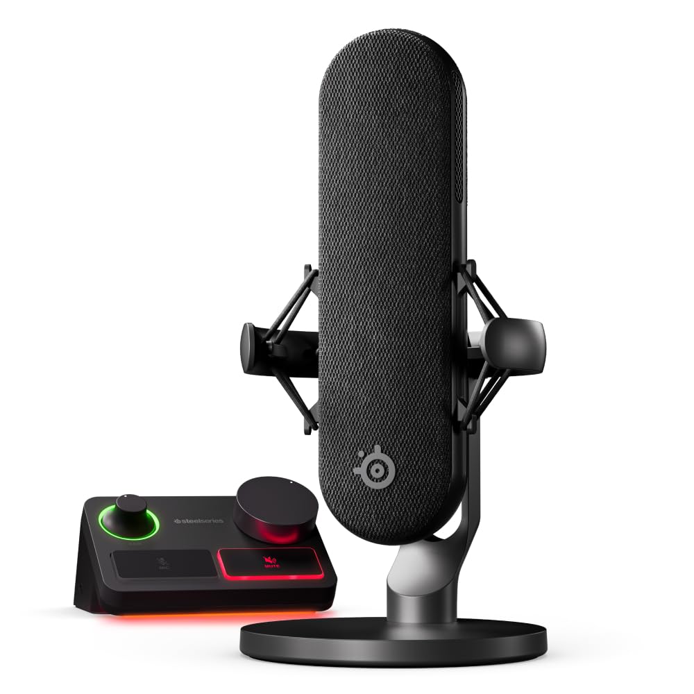 خرید از آمازون - کیت مستعار Pro SteelSeries - میکروفون XLR + Stream Mixer - 3 برابر کپسول بزرگتر برای بازی، استریم و پادکست - رابط USB/XLR - کنترل سفارشی - RGB - یک یا دو رایانه شخصی مستعار Mic Pro XLR + Stream Mixer XLR Black