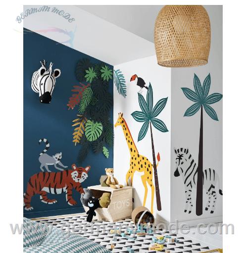 برچسب دیوار اتاق کودک ورت فرانسه Vertbaudet Kinderzimmer XXL-Wandsticker Dschungelfieber- mehrfarbig