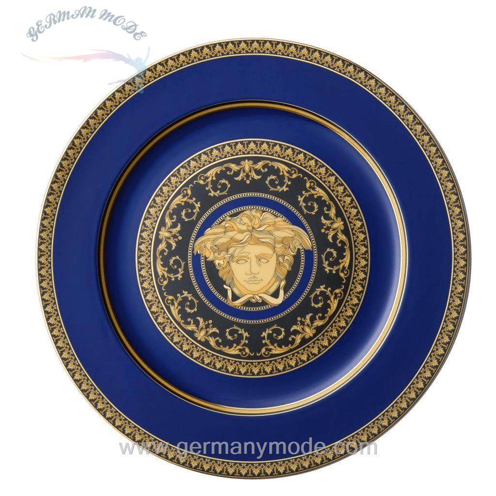 بشقاب دکوری روزنتال آلمان Rosenthal meets Versace Teller Ikarus Medusa blue Platzteller 30 cm