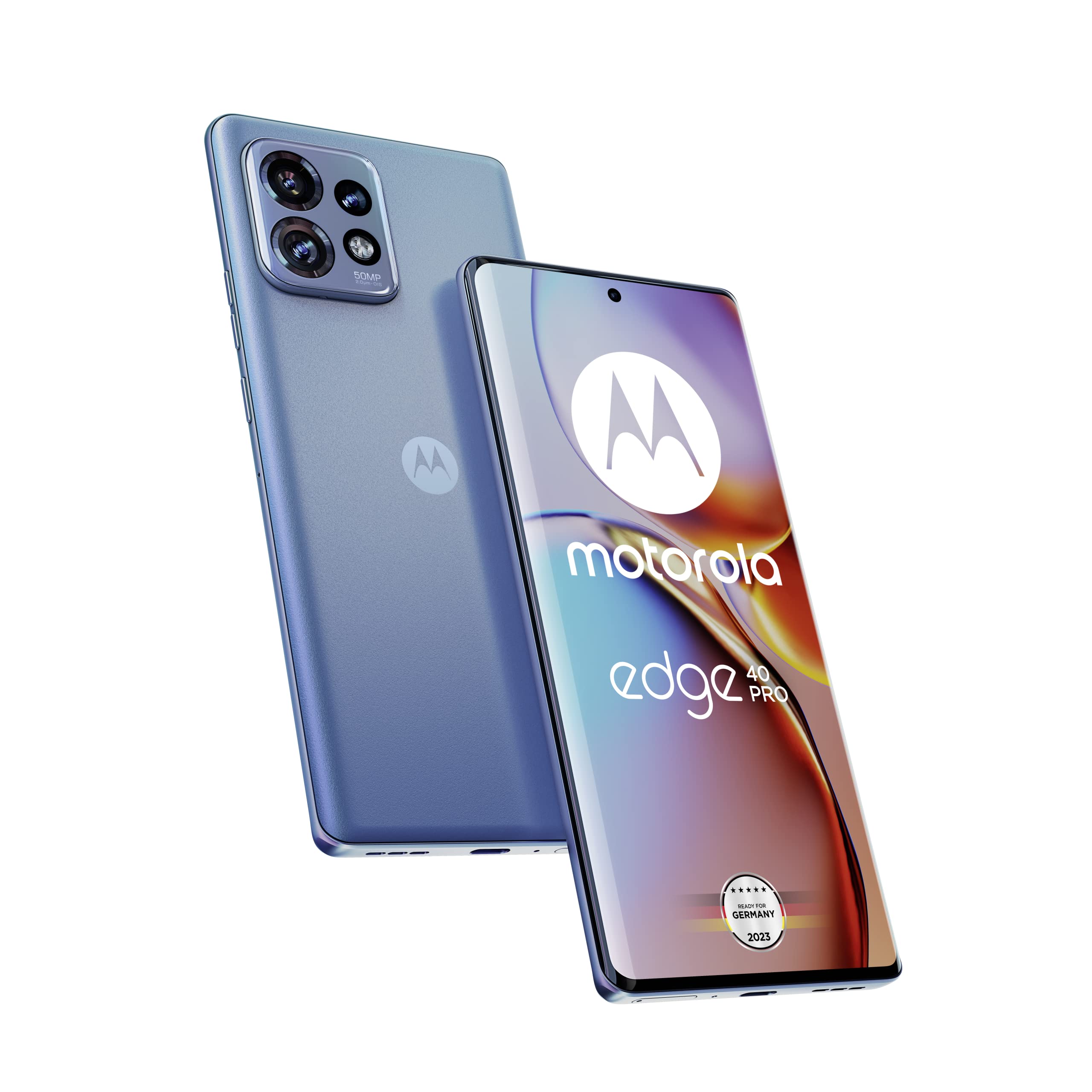 خرید از آمازون - Motorola edge40 pro (نمایشگر 6.67 اینچی FHD+، دوربین 50 مگاپیکسلی، 12/256 گیگابایت، 4600 میلی‌آمپر ساعت، اندروید 13) Lunar Blue شامل پوشش محافظ + آداپتور ماشین [اختصاصی در آمازون] motorola edge40 pro 12GB/256GB Lunar Blue
